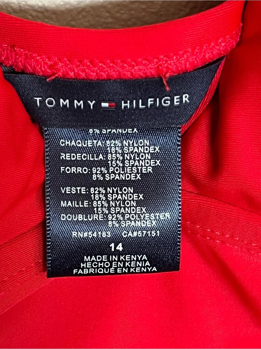 Tommy Hilfiger Red V-Neck One-Piece Swimsuit